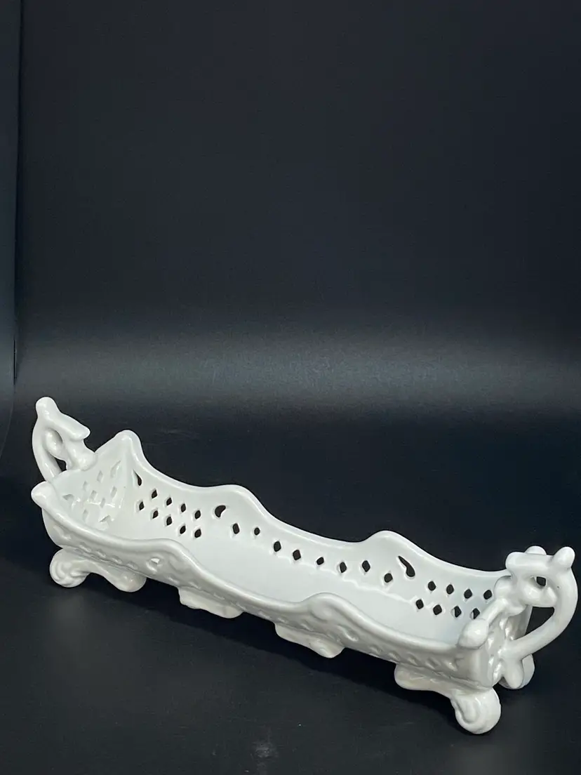 Vtg Ceramic Breadstick Holder,Trinket or Catch All Dish, 9.5" long, 2.25" Wide