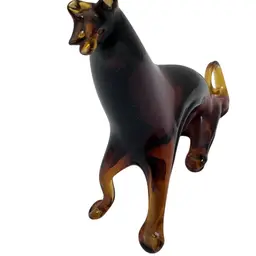 Hand Blown Amber Glass Bull Figurine Mallorca Spain 1970s Lafiore Gordiola Menestralis Collectibles