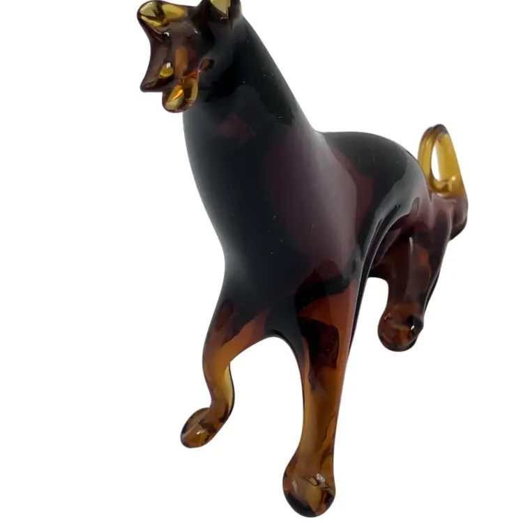 Hand Blown Amber Glass Bull Figurine Mallorca Spain 1970s Lafiore Gordiola Menestralis Collectibles