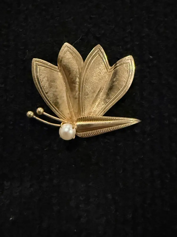 Vintage Antique Art  Deco Signed CA, 12k GF Gold Filled Butterfly Pin Brooch