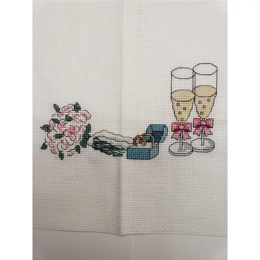 New Cross-stitched Wedding Themed Finished Piece