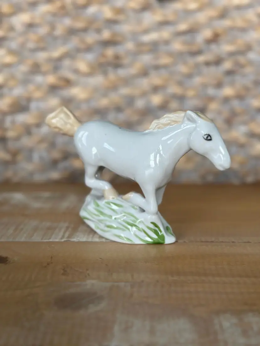Vintage Polonne Russian USSR Porcelain Running Horse Figurine Green Mark