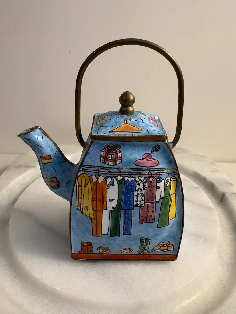 VTG Empress Arts Ltd Enamel On Brass Miniature Teapot