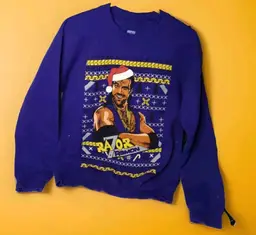 WWF Razor Ramon Ugly Sweater/Christmas Purple Men's Sweatshirt Small