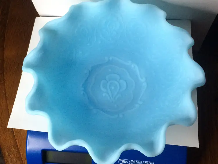 Vintage Fenton Ruffled Edged Beautiful Blue Bowl 7 3/4" wide x 2 3/4" tall!  NO Chips, Cracks or Flea Bites!