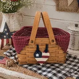 Longaberger Cake Basket 11011 Protector Plastic Liner Red American Flag Picnic
