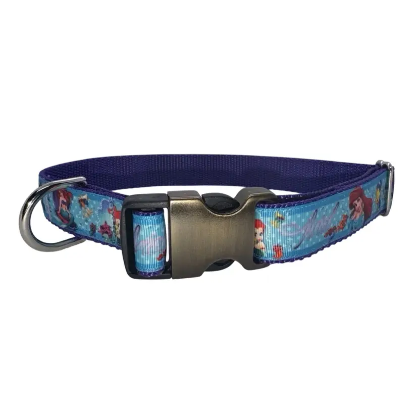 Large Handmade Heavy Duty Dog Collar Ariel The Little Mermaid Disney NEW