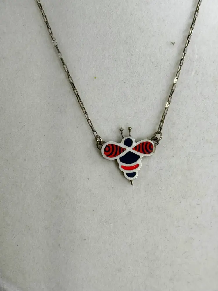 Vintage Sterling Silver Native American Necklace 15”