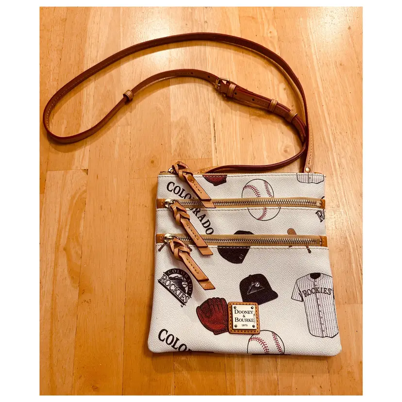 Dooney and Bourke Colorado Rockies Triple Leather Zip Crossbody Bag RARE EUC