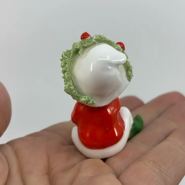 Vintage Napco Miniature Bone China Elf Gnome Figurine Spaghetti Trim 2”