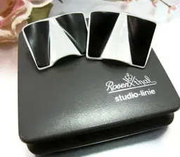 Fab Rosenthal Studio Line MCM Black White Porcelain Earrings Clip-On Germany Ex
