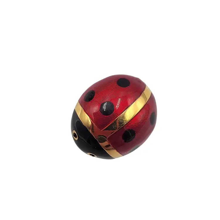 Carolee Domed Gold-Tone Red Black Ladybug Enamel Brooch Pin Vintage Jewelry