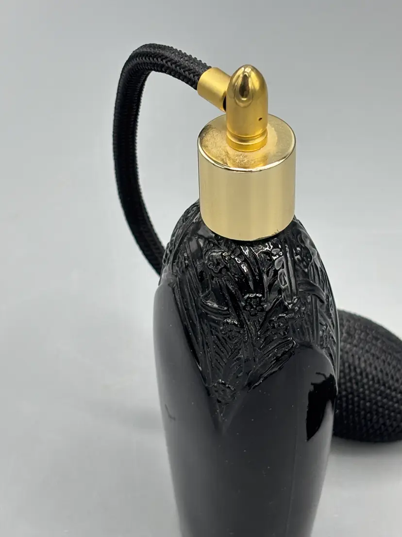 Vintage Fenton Black Copper Rose glass perfume bottle