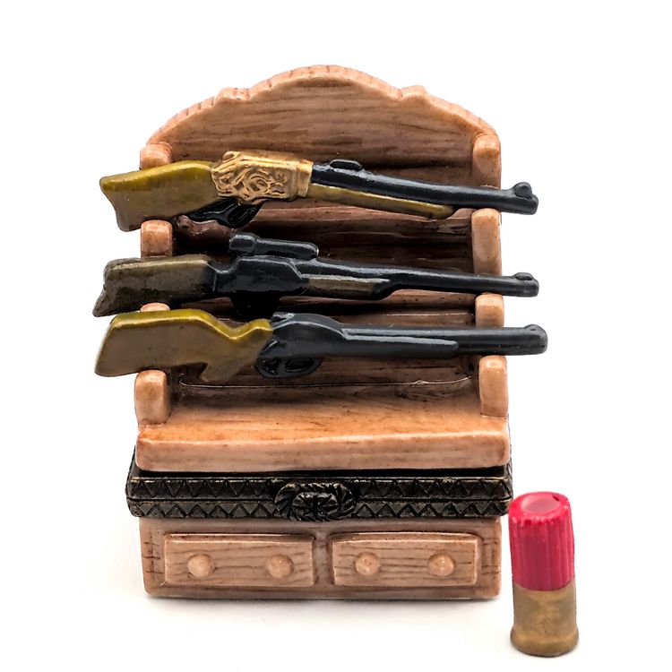 PHB Porcelain Trinket Box Gun Rack w/ Shotgun Shell by Midwest of Cannon Falls