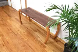 Sculpted Walnut & Alder Bench | Maloof Joinery | Hand Shaped Organic Form | Whimsical Curved Bench | Heirloom Art Furniture