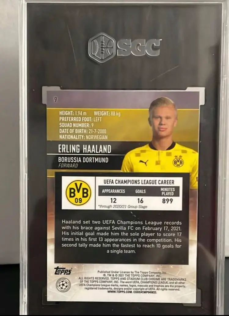 #9 Erling Haaland 2020-21 Stadium Club Chrome UEFA Champions League SGC 10