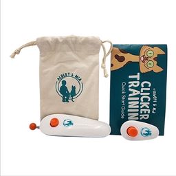 Cat Training Kit (4 Pieces) - Quiet & Target Stick Clicker, Treats Pouch & Guide