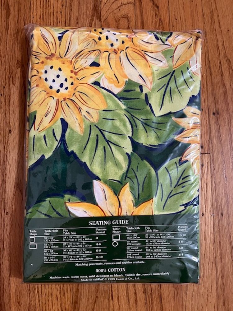 1995 Tablecloth Charter Club "Summer Field" Sunflowers 60" x 104" Cotton Oblong NOS