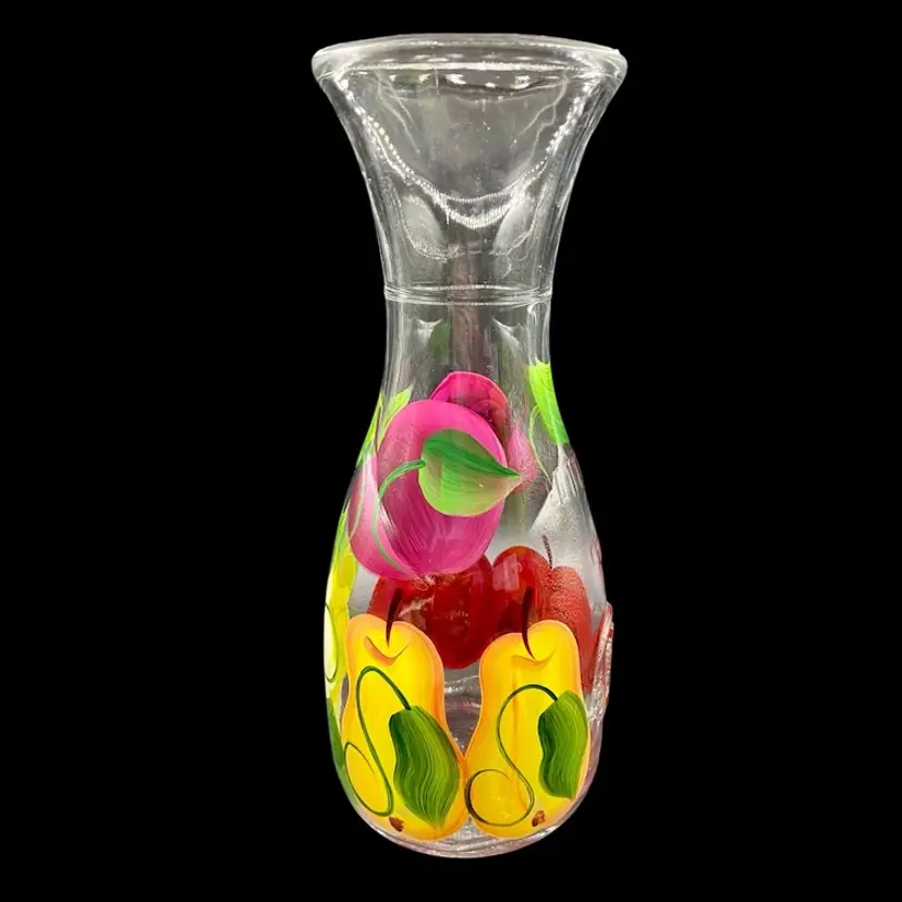 Vintage Hand-Painted Wine/Water Carafe, 1 Litro/Liter, with Slug, Made In Italy