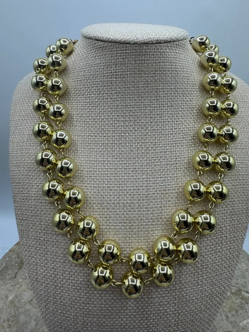 1950’s Lisner Gold Tone Double Strand Ball Necklace