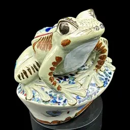Ken Edwards Tonala Frog Statuette 6 3/4”x 6 1/2” Signed No Noted Flaws Hand Painted