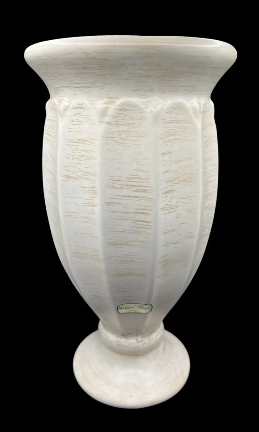 Vintage Haeger Pottery Large Floral Planter Vase 811-78 White Pedestal 12.5”