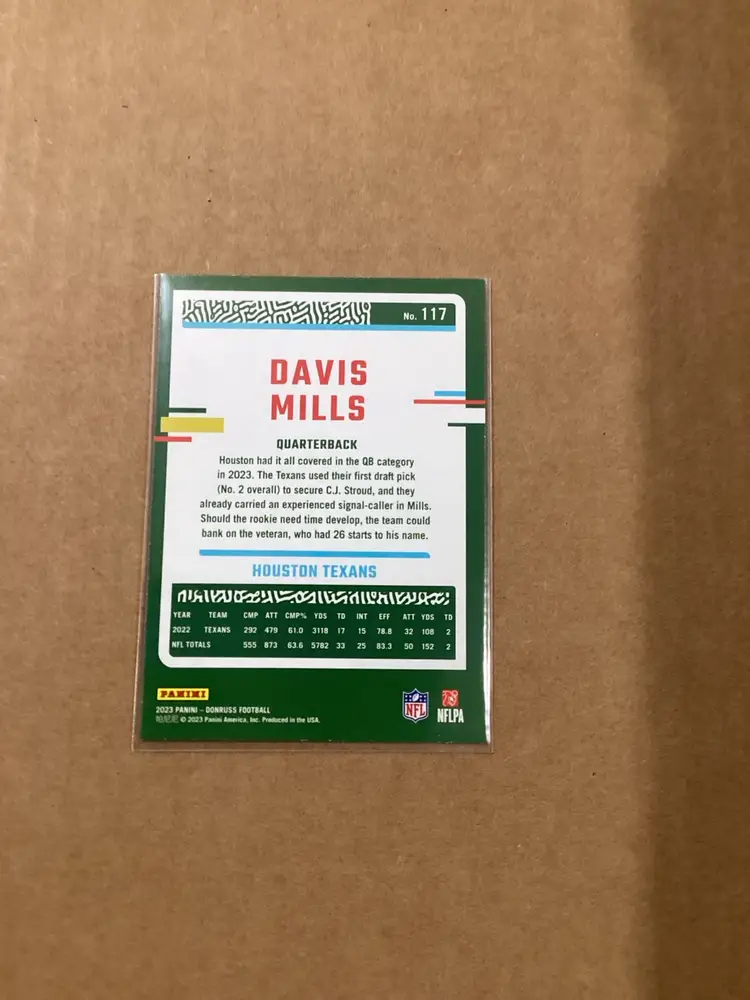 2023 Donruss Press Proof Blue Davis Mills #117 Houston Texans