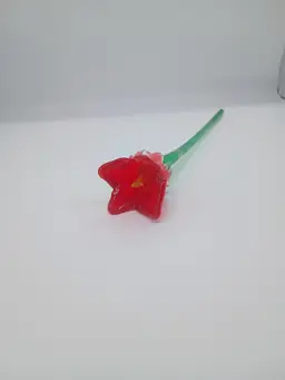 Long Stem 14" Hand Blown Art Glass Single Red Tulip Czech Republic Royal Gallery