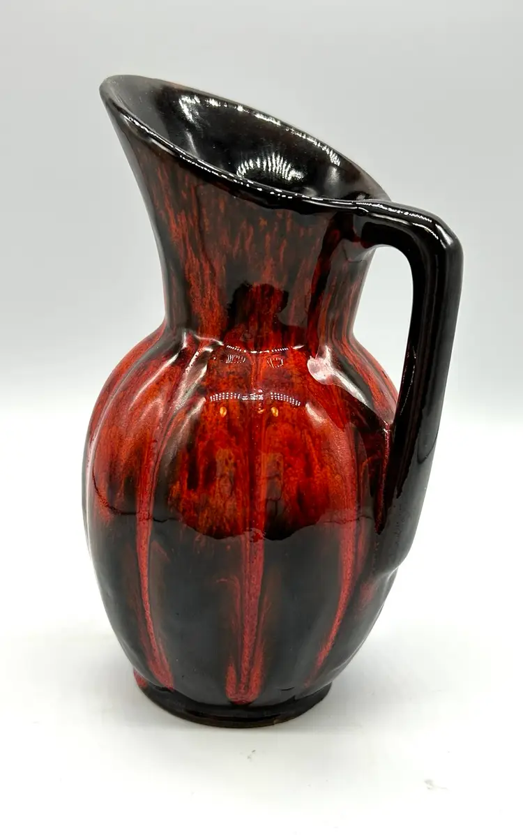 MCM Evangeline Redware Drip Glaze Pitcher 6” Red Brown