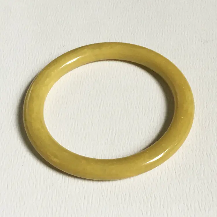 Vintage Yellow Bakelite Swirl Marbled Bangle