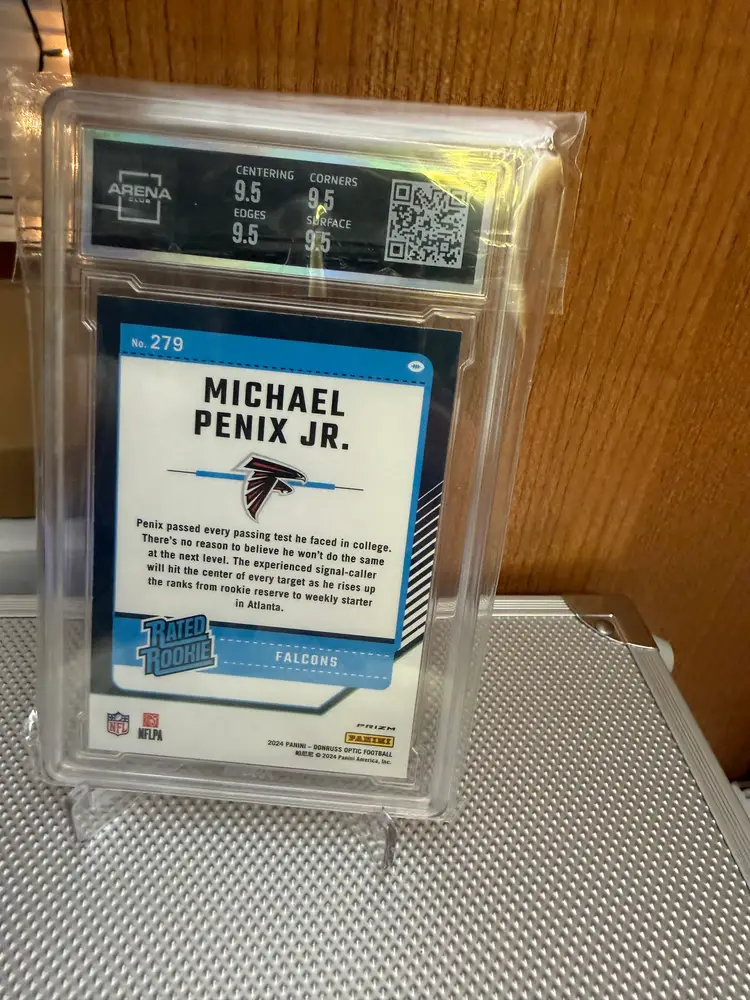 Michael Penix Jr. 2024 Donruss Optic Rated Rookie Hyper Red Arena Club 9.5