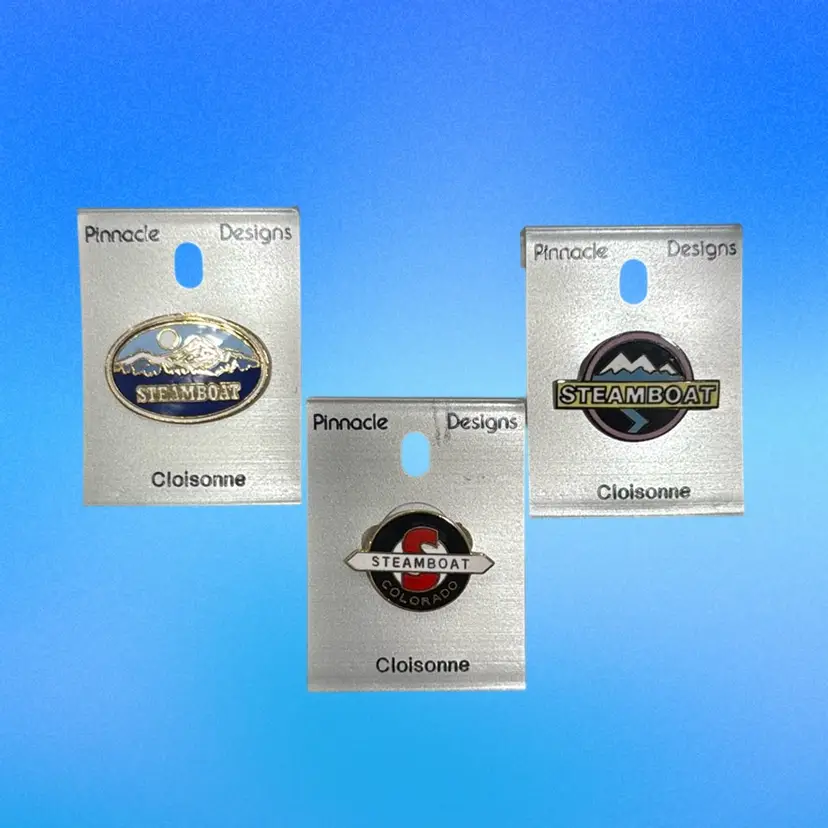 Lot (3) Vintage Steamboat Ski Resort Colorado Cloisonné Collectible Pins