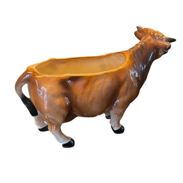 Rare Vintage Relpo 2062 Jersey Or Guernesy Cow Planter - Made In Japan 1940-50 - Numbered With Original Sticker - 7” Long