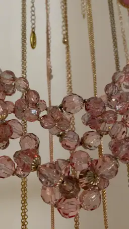 Pretty Pink Turquoise Blue Necklace Lot Bundle (9) Gold Tone (3/9) Signed