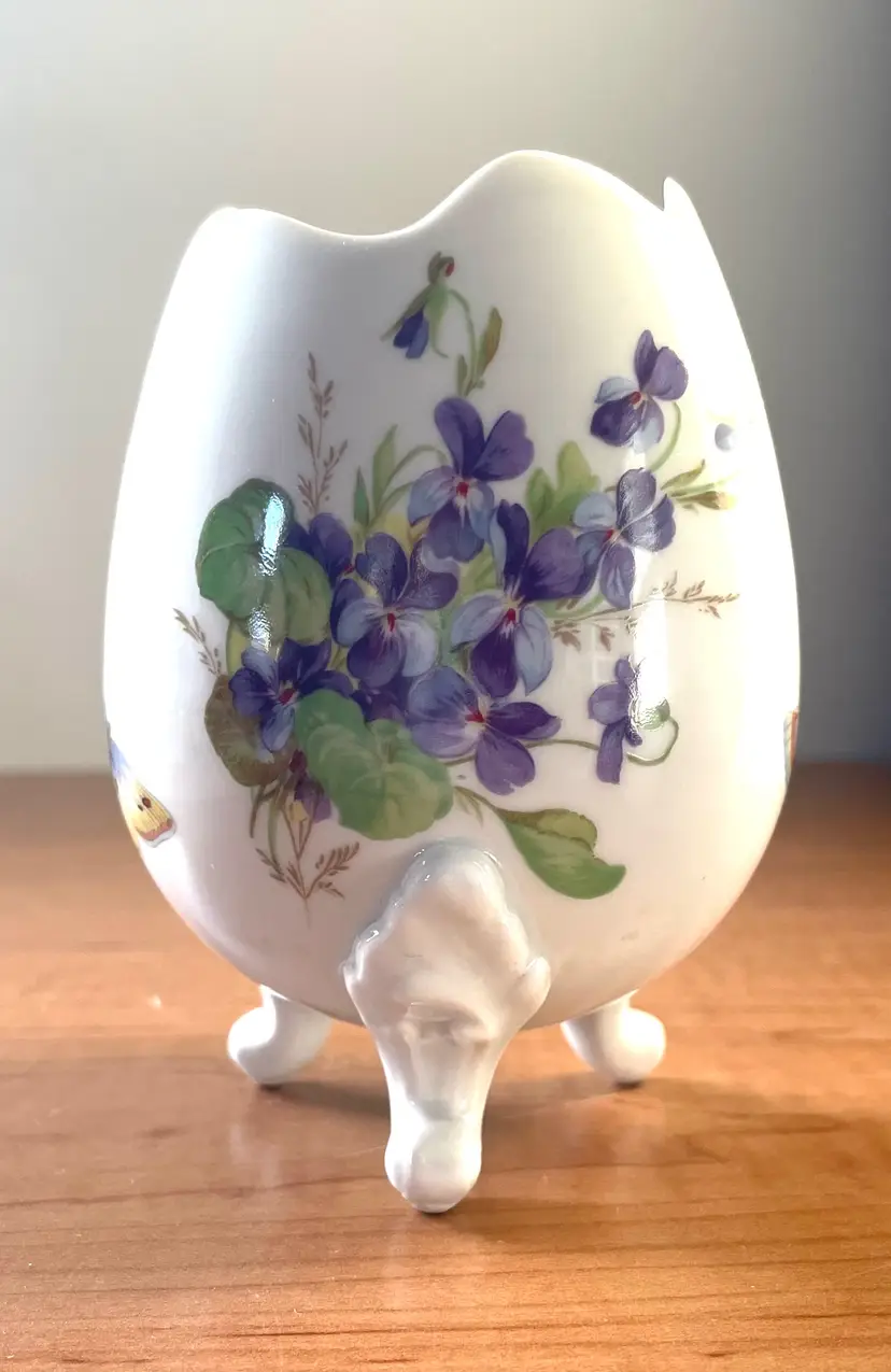 Limoges Egg Planter Vase Floral. Butterflies. Easter. Spring.beautiful Flowers