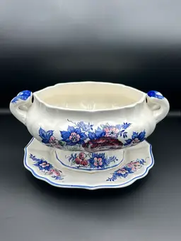 Vintage Floral Botanical Tureen And Under-plate