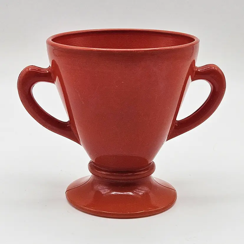 Hazel Atlas Ovide Rust Sugar Bowl Orange Vintage Platonite Opaque Milk Glassware
