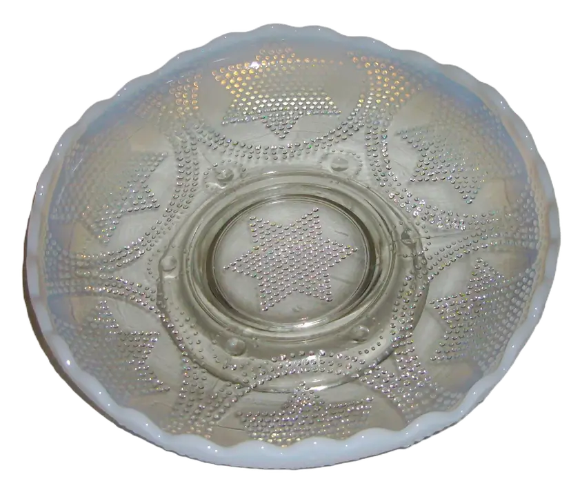 EAPG Fenton French Opalescent, Beaded Star With Swag, Footed 8" Plate, c.1908