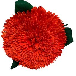 # 037  Handcrafted Orange Color Corn Husk🌻 Carnation Flowers 4” Blossom Approximately 10” Long