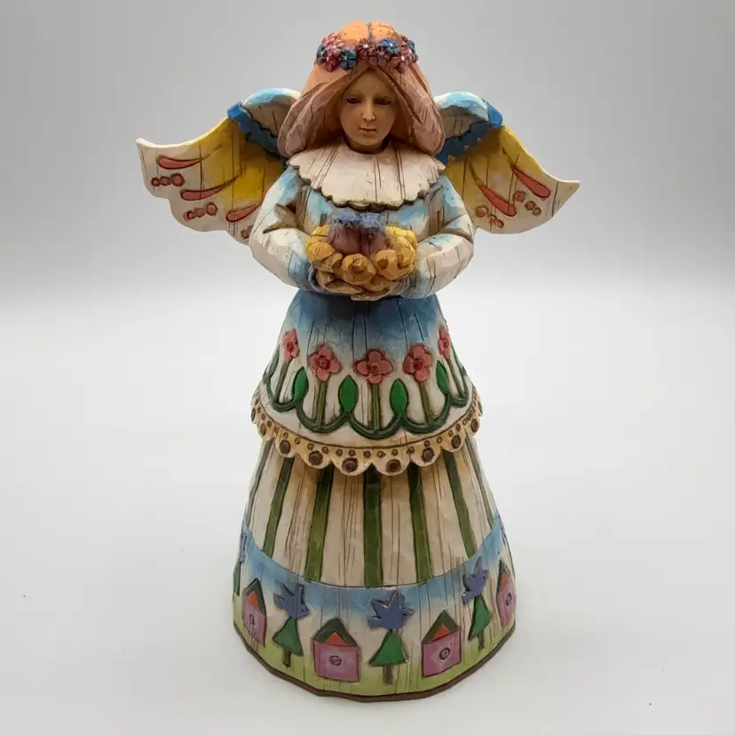 Jim Shore Heartwood Creek Angel Of Love Holding Nest With Birds 2002 AS IS