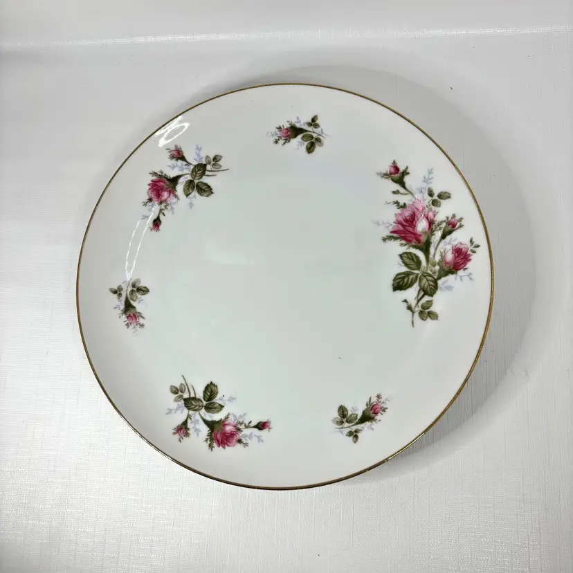 Sango Moss Rose Dinner Plate Pink Flowers Gold Trim Vintage Made Japan 10"