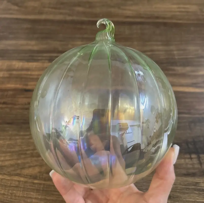 Art Glass Orb Ball 6” Green