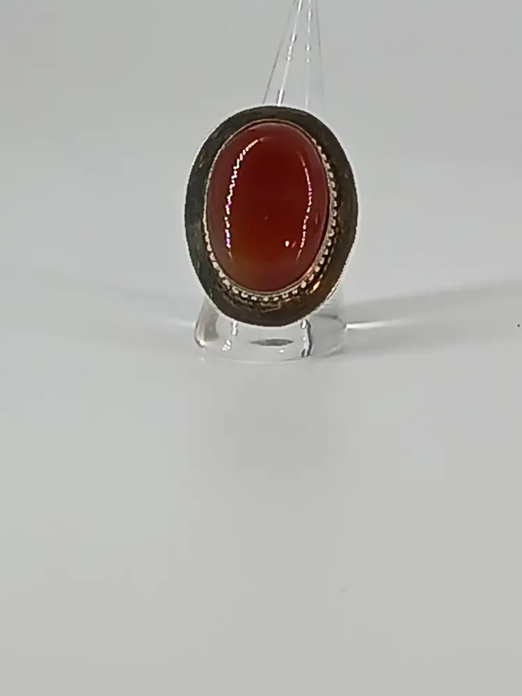 Carnelian Gemstone and Sterling Silver Ring