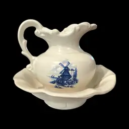 Vintage McCoy Pottery Windmill Pitcher & Basin Set 1970s