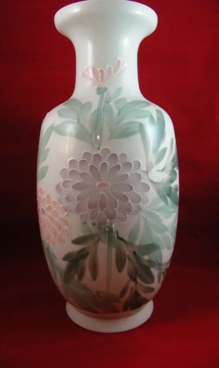 Vintage Andrea by Sadek 12" Porcelain Vase Baluster Style Chrysanthemums