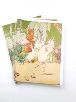 Dancing Pig 4 x Vintage Design Greeting Cards and Envelopes