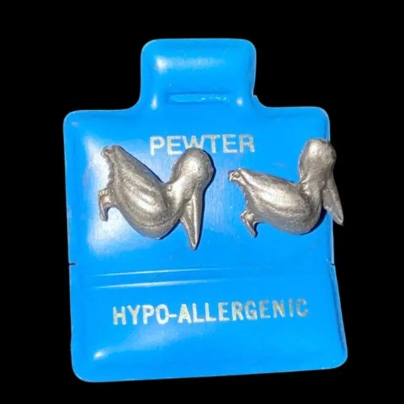 #05- New Old Stock Vintage 1980S Pewter Post Earrings As Pictured