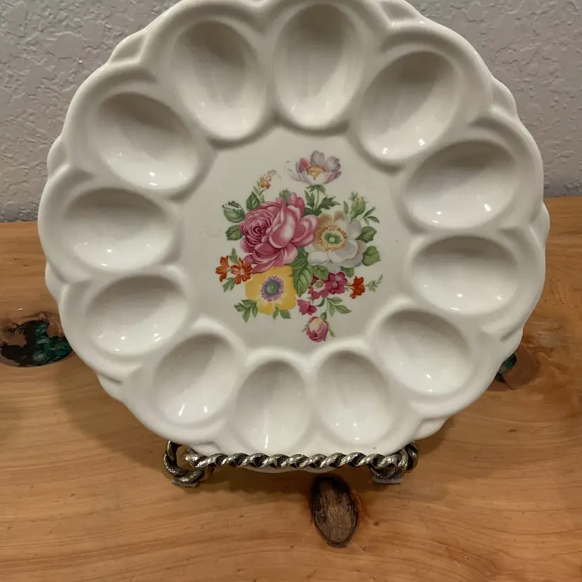 Artware Ceramic Floral Deviled Egg Plate