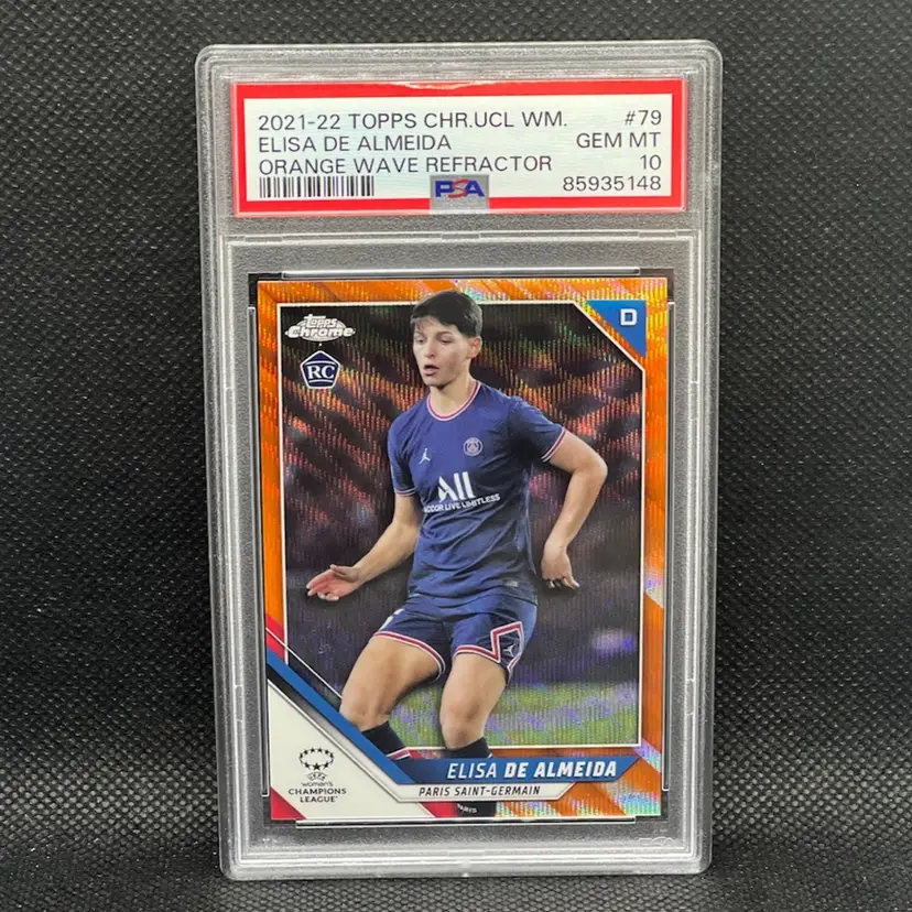 Elisa De Almeida 2021/22 Topps Chrome UEFA Women Orange Refractor /25 PSA 10 Soccer Card