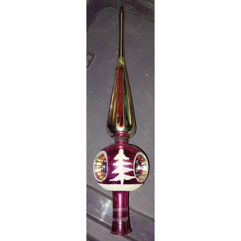 Vintage German Blown Glass Mercury Indent Tree Topper!! #1 Multi Color